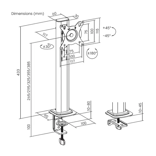 Soporte de Mesa Eco Giratorio e Inclinable para Monitor/TV 12kg de 17-34, Negro - Imagen 7