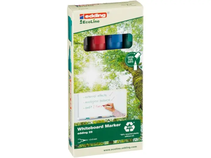 28-E4 marcador permanente Punta fina Negro, Azul, Verde, Rojo 4 pieza(s)
