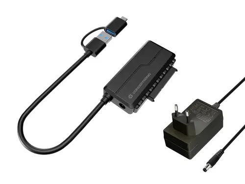 ABBY21B cambiador de género para cable USB Type-A SATA 22-pin Negro - Imagen 1