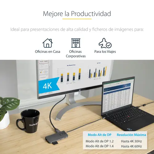 Adaptador Multipuertos USB C de Vídeo 4K a 60Hz, con Hub de 3 Puertos USB-A de 5Gbps, Entrega de Alimentación USB de 100W, Red Ethernet, SD/microSD, Cable de 30cm - Imagen 14