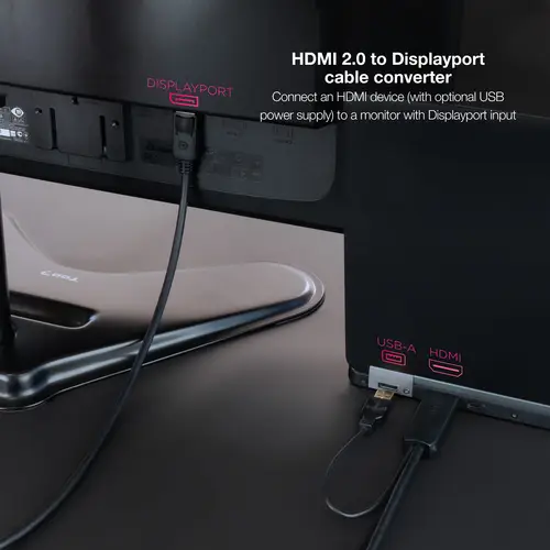 Cable Conversor HDMI 2.0 a DisplayPort V1.2, 1.8 m, Negro - Imagen 5