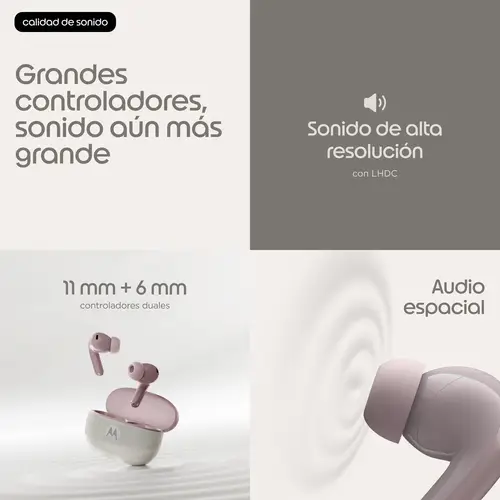Moto Buds 2 Auriculares Inalámbrico Dentro de oído Llamadas/Música Bluetooth Violeta - Imagen 14