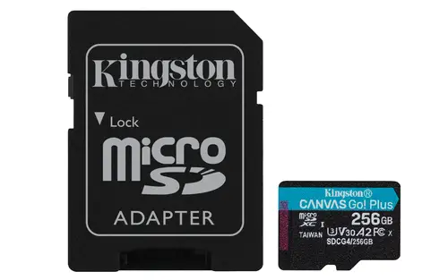 Tarjeta microSDXC Canvas Go Plus Gen4 de 256 GB, 200 MB/s, A2 U3 V30 y adaptador - Imagen 1