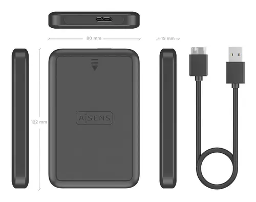 Caja externa 2.5" ASE-2519B 9.5mm SATA a USB 3.0/USB3.1 Gen1, Negro - Imagen 5