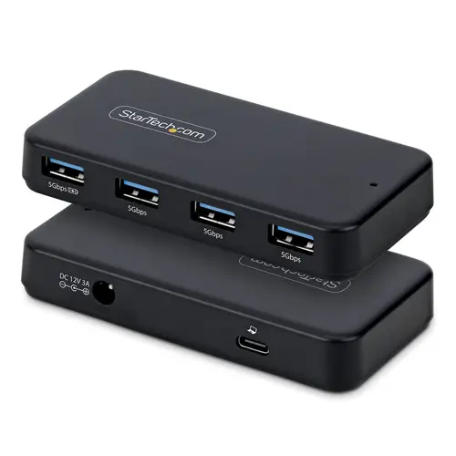 Hub Ladrón USB-A de 4 Puertos - 5Gbps - Autoalimentado - Cable Host 2 en 1 Tipo C y Tipo A - Puerto de Carga BC 1.2 - Adaptador de corriente de 24W Incluido - Mac y Windows - Imagen 1