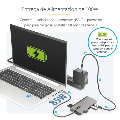 Adaptador Multipuerto USB-C de 3 Monitores HDMI/DP - 4K 60Hz Doble + 4K 30Hz HDMI y DP - Hub 4x USB-A - PD de 100W de Paso - Red Gigabit Ethernet - Lector de Tarjetas SD/MicroSD - Imagen 9
