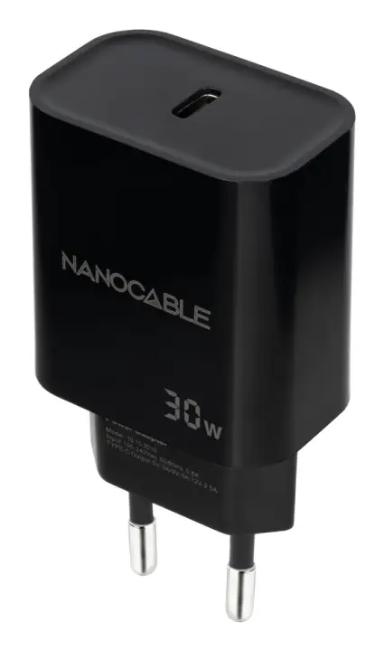 Cargador USB-C PD 30W, Negro