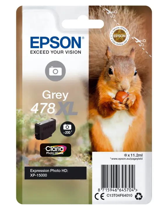 Squirrel Singlepack Grey 478XL Claria Photo HD Ink