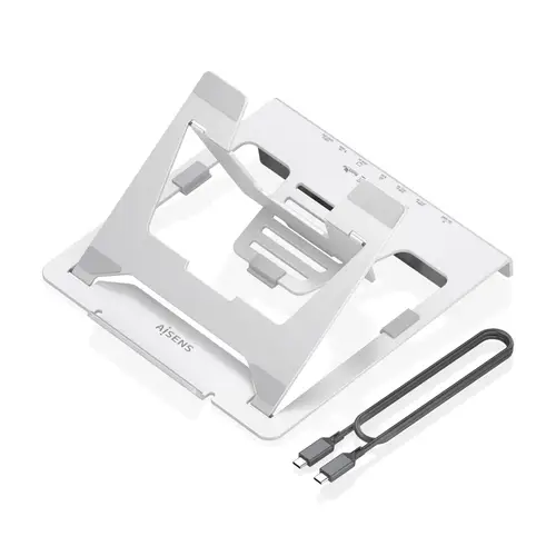 Soporte de Sobremesa Ajustable para Portatil / Tablet con USB-C Docking 7 en 1, Gris - Imagen 1