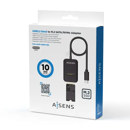 USB-C Dock M.2 (NGFF) ASUC-M2D011-BK SATA/NVMe A USB3.1 Gen2, Negra - Imagen 4
