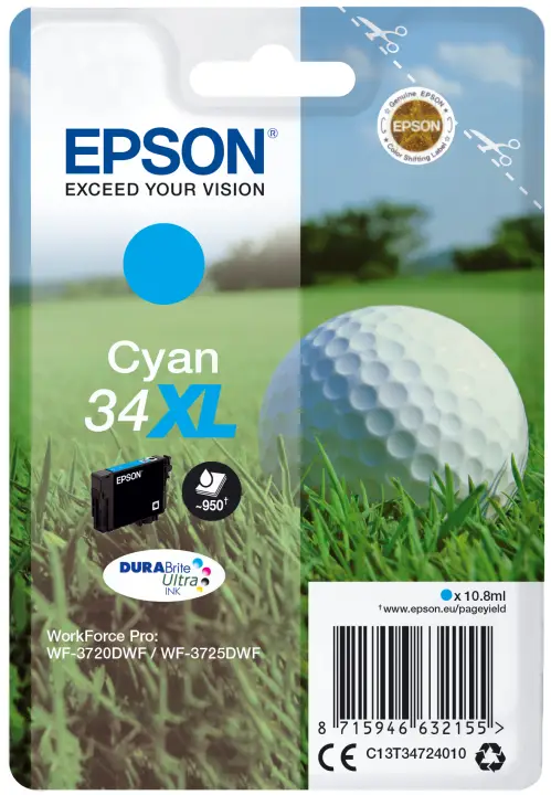 Golf ball Singlepack Cyan 34XL DURABrite Ultra Ink