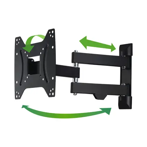 Soporte de Pared para televisores de 19 a 48", 2 brazos, Giratorio 180°, inclinable +5°/-12°, para televisores de hasta 20kg, VESA 200 x 200, Extensible, Color Negro - Imagen 16
