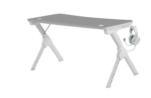 MGD140, Escritorio Ergonómica Gaming, Soporte Auriculares y Bebidas, Escritorio PC, 140x60cm, Blanco - Imagen 2