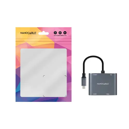 Conversor USB-C a HDMI/VGA/USB3.0/PD 15 cm, Gris - Imagen 4