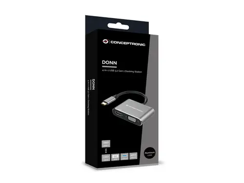 DONN16G base para portátil y replicador de puertos Alámbrico USB 3.2 Gen 1 (3.1 Gen 1) Type-C Negro, Plata - Imagen 4