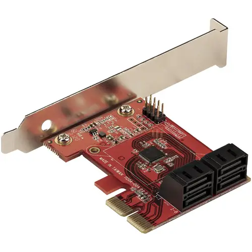 Tarjeta PCIe Controladora SATA de 4 Puertos - Tarjeta de Expansión PCI Express SATA - 6Gbps - Perfil Bajo/Completo - Conectores SATA Apilados - ASM1164 sin RAID - Imagen 2