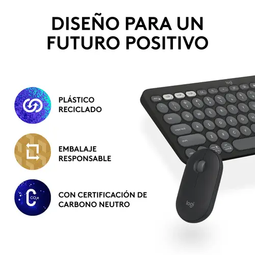 920-012227 teclado Ratón incluido Universal RF Wireless + Bluetooth QWERTY Español Grafito - Imagen 19