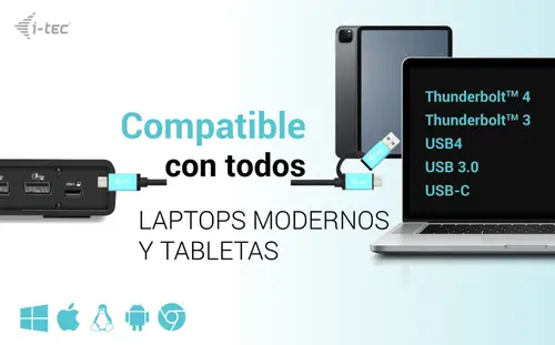 USB 3.0 / USB-C / Thunderbolt 3 Dual Display Docking Station Gen2 + Power Delivery 100W - Imagen 7