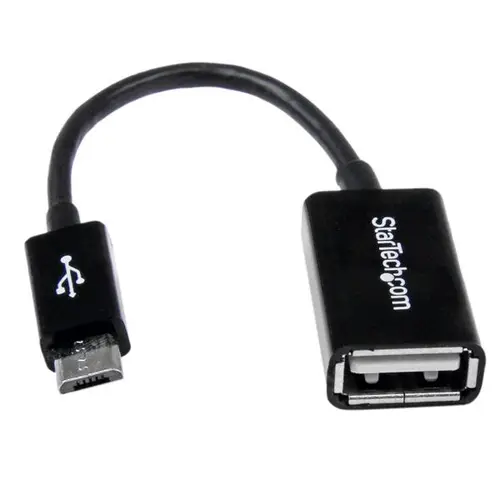 Cable Adaptador de 12cm Micro USB Macho a USB A Hembra OTG para Tablets Smartphones - Negro - Imagen 1
