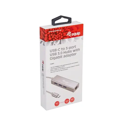 Hub USB-C a USB 3.0 de 3 puertos con adaptador Gigabit - Imagen 9