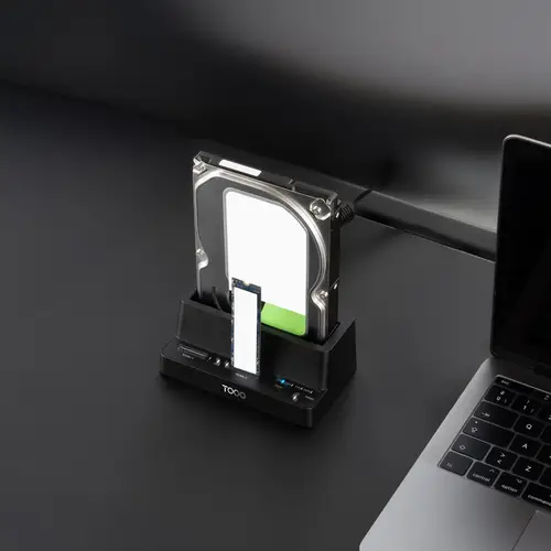 Docking Station USB-C 3.2 Gen 2 Dos Bahías para SSD M.2 NVMe + Bahía para 2,5"- 3,5" para HDD + Clonador, Negro - Imagen 5