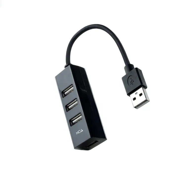 Hub USB 2.0 con 4 Puertos de USB 2.0, USB-A/M-USB 2.0/H, Negro, 15 cm
