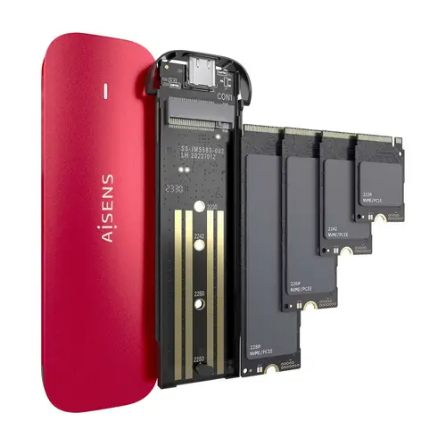 ASM2-027RED caja para disco duro externo Caja externa para unidad de estado sólido (SSD) Rojo M.2 - Imagen 3