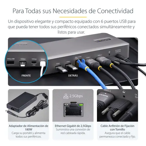 Docking Station USB4 - USB-C de 40Gbps - Vídeo Doble HDMI - Hasta 2x 4K 60Hz 4:4:4 (RGB) o 2x 4K 120Hz 4:2:2 - con Hub Ladrón 6x USB - 2,5GbE - PD 100W - Docking Station USB Tipo C - Imagen 14