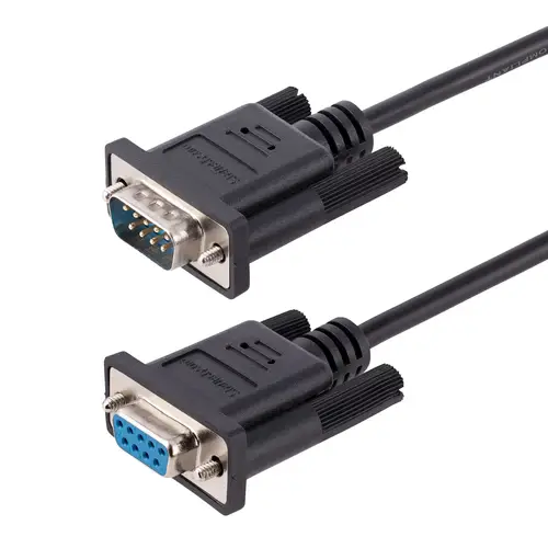 Cable 3m Serie RS232 para Módem Nulo, Crossover Cruzado Serial con Blindaje de Al-Mylar, Cable DB9 de Puerto COM Hembra a Macho Compatible con Dispositivos DTE - Imagen 1