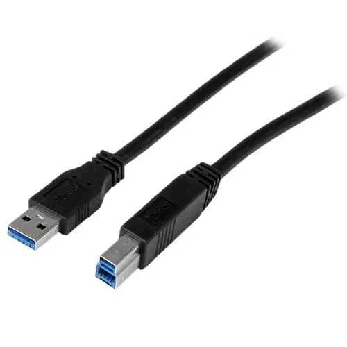 Cable Certificado 1m USB 3.0 Super Speed USB B Macho a USB A Macho Adaptador para Impresora - Negro - Imagen 1