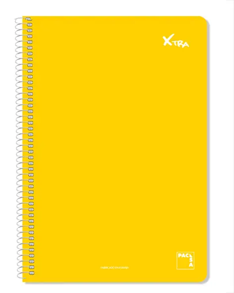 CUADERNO SERIE XTRA 60GR.TAPA CONTRACOLADA FOLIO (215X310MM.) 80 HOJAS CUADRÍCULA 4X4 COLOR AMARILLO PACSA 16050