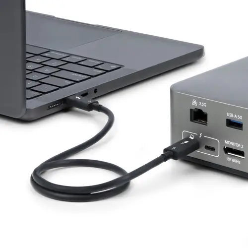 Cable Thunderbolt 5 Certificado de 80cm - 80Gbps/120Gbps - 8K60Hz - PD 240W - Cable Thunderbolt Certificado - Compatible con Thunderbolt 4/USB4/USB-C/USB Tipo C - Blanco - Imagen 6