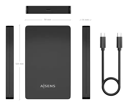 Caja Externa 2.5? 9.5mm SATA a USB-C USB3.1 Gen1, Negra - Imagen 8