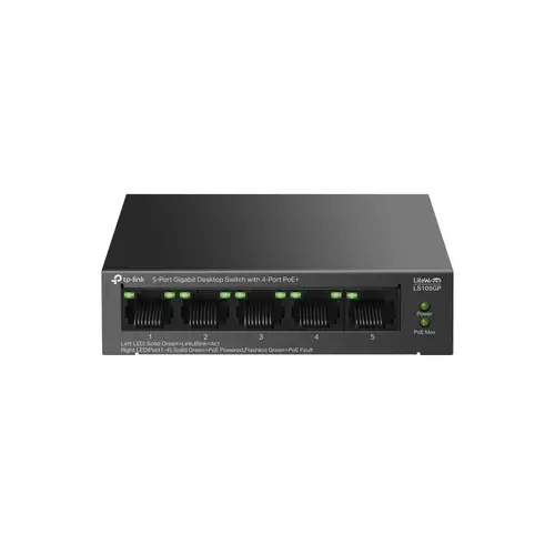 LiteWave LS105GP switch No administrado Gigabit Ethernet (10/100/1000) Energía sobre Ethernet (PoE) Negro - Imagen 1
