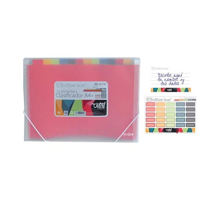 CLASIF OFFICE BOX C/GOMAS 12 DIV. VITAL COLORS A4+