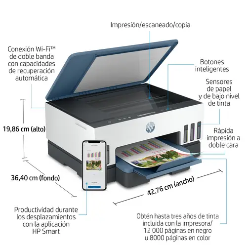 Smart Tank 7006 Inalámbrico All-in-One Color Impresora, Impresión a doble cara  Copiadora y escáner - Imagen 6