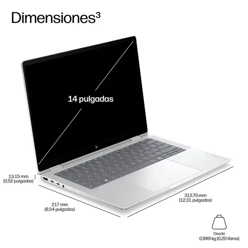 EliteBook X G2i 14 inch Notebook Next Gen AI PC Wolf Pro Security Edition Copilot+ PC Intel Core Ultra 5 325 Portátil 35,6 cm (14") WUXGA 32 GB LPDDR5x-SDRAM 512 GB SSD Wi-Fi 7 (802.11be) Windows 11 Pro Plata - Imagen 5