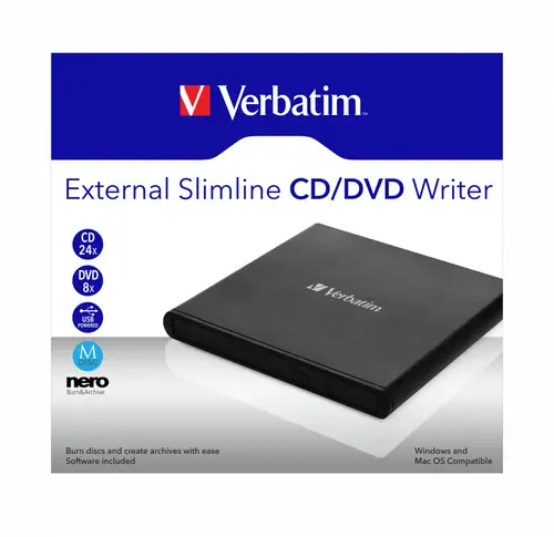 External Slimline CD/DVD Writer unidad de disco óptico DVD±RW Negro - Imagen 4
