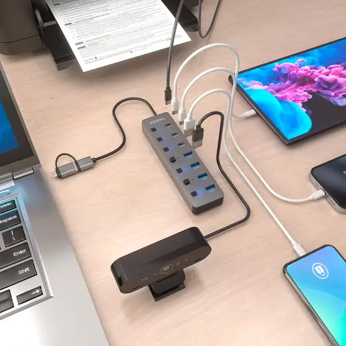 AISENS Hub USB3 1 Gen1 USB C USB A  USB C M USB A M 4xUSB A H 3xUSB C H 1xUSB C H ALIM   Gris  30cm - Imagen 6