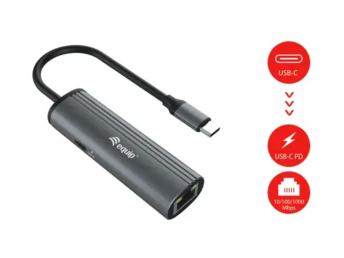 Adaptador USB-C a red Gigabit RJ45 + 100W USB PD - Imagen 2