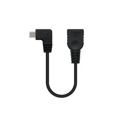 CABLE USB 2.0 OTG ACODADO, TIPO MICRO B/M-A/H, NEGRO, 15 CM - Imagen 1