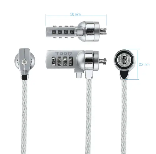 TQCLKC0015 cable antirrobo Plata 1,5 m - Imagen 2