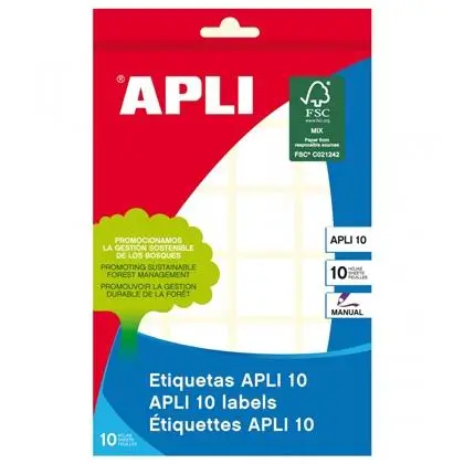 APLI ETIQUETAS ADHESIVAS 24X24MM ESCRITURA MANUAL C/ROMOS 24 X 10H BLANCO