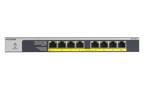 GS108LP No administrado Gigabit Ethernet (10/100/1000) Energía sobre Ethernet (PoE) 1U Negro, Gris - Imagen 1