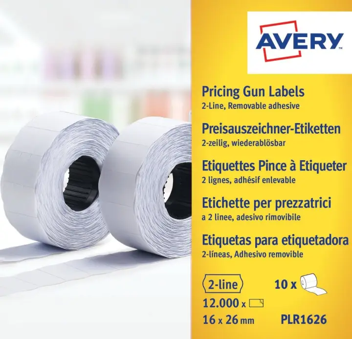PLR1626 etiqueta autoadhesiva Etiqueta de precio Desmontable Blanco 12000 pieza(s)