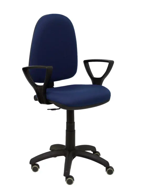 Silla Ayna bali azul marino brazos fijos ruedas de parqué