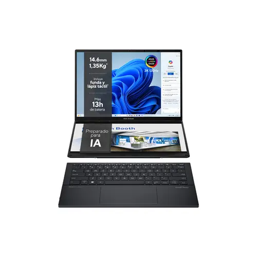 Zenbook Duo OLED UX8406CA-PZ152W - Ordenador Portátil 14" WQXGA+ 120Hz (Intel Core Ultra 9 285H, 32GB RAM, 1TB SSD, Arc 140T, Windows 11 Home) Gris Tintero - Teclado QWERTY español - Imagen 2