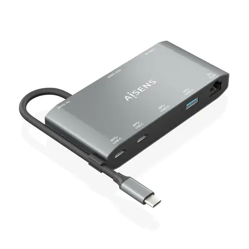 USB-C Dock 8 en 1, USB-C a 1xHDMI, 1xVGA, 1xRJ45, 2xUSB-A, 2xUSB-C 5G, 1xUSB-C PD, Gris, 20 cm - Imagen 1