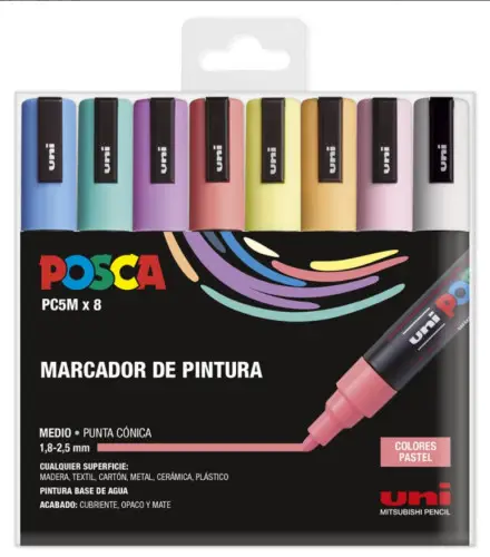 ESTUCHE 8 UDS. PC-5M PASTEL POSCA 182634810