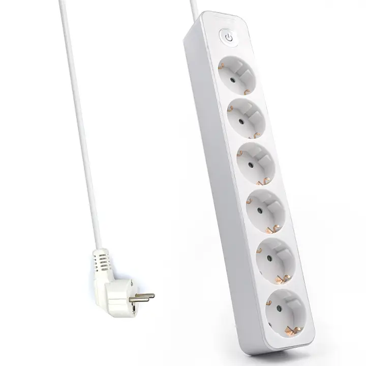 WY13166 base múltiple 1,5 m 6 salidas AC Interior Plata, Blanco